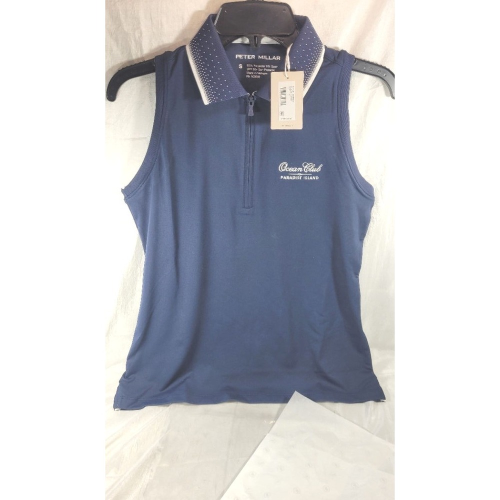Peter Millar Women's Chrissie Zip Polo Ocean Club Paradise Island - Navy Blue S